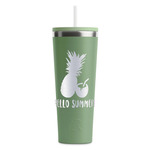 Pineapples and Coconuts RTIC Everyday Tumbler with Straw - 28oz - Light Green - Double-Sided (Personalized)