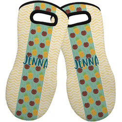 Pineapples and Coconuts Neoprene Oven Mitts - Set of 2 w/ Name or Text