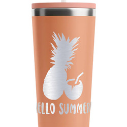 Pineapples and Coconuts RTIC Everyday Tumbler with Straw - 28oz - Peach - Single-Sided (Personalized)