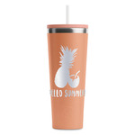 Pineapples and Coconuts RTIC Everyday Tumbler with Straw - 28oz - Peach - Double-Sided (Personalized)