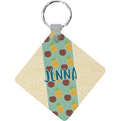 Pineapples and Coconuts Diamond Plastic Keychain w/ Name or Text