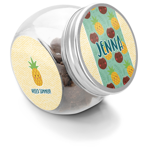 Custom Pineapples and Coconuts Puppy Treat Jar (Personalized)