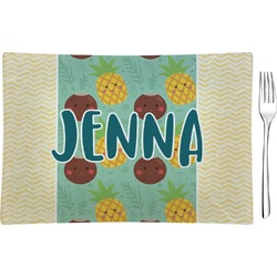 Pineapples and Coconuts Glass Rectangular Appetizer / Dessert Plate (Personalized)