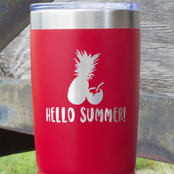 Pineapples and Coconuts 20 oz Stainless Steel Tumbler - Red - Double Sided (Personalized)