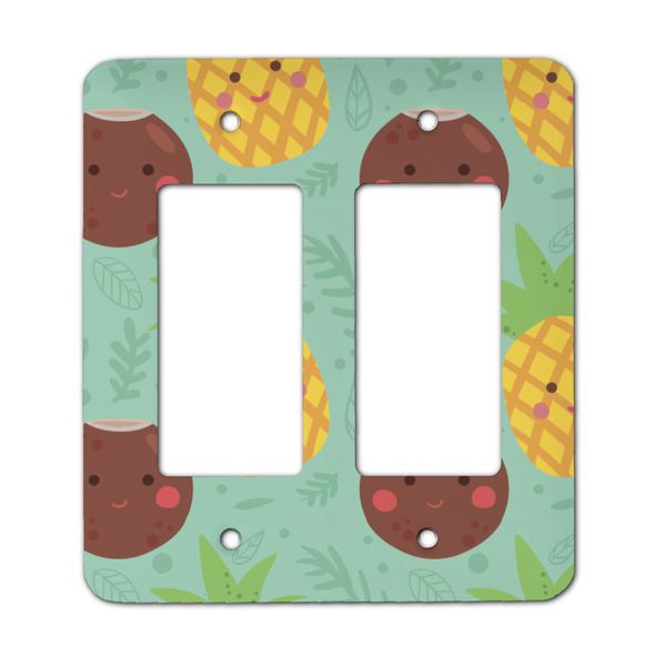 Custom Pineapples and Coconuts Rocker Style Light Switch Cover - Two Switch