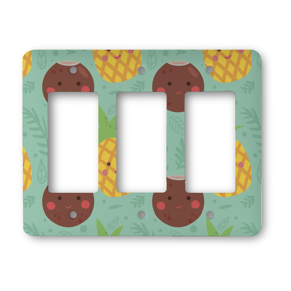 Custom Pineapples and Coconuts Rocker Style Light Switch Cover - Three Switch