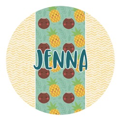 Pineapples and Coconuts Round Decal (Personalized)