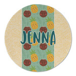 Pineapples and Coconuts Round Linen Placemat - Single Sided (Personalized)