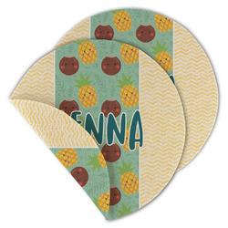 Pineapples and Coconuts Round Linen Placemat - Double Sided (Personalized)