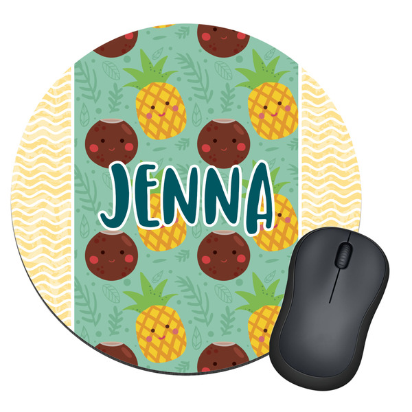 Custom Pineapples and Coconuts Round Mouse Pad (Personalized)