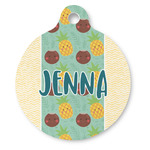 Pineapples and Coconuts Round Pet ID Tag - Large (Personalized)