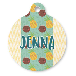 Pineapples and Coconuts Round Pet ID Tag - Large (Personalized)