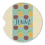 Pineapples and Coconuts Sandstone Car Coaster - Single (Personalized)