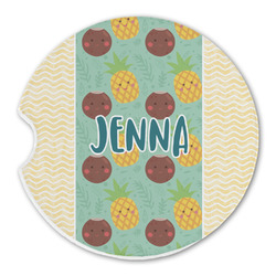 Pineapples and Coconuts Sandstone Car Coaster - Single (Personalized)