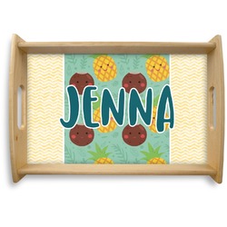 Pineapples and Coconuts Natural Wooden Tray - Small (Personalized)