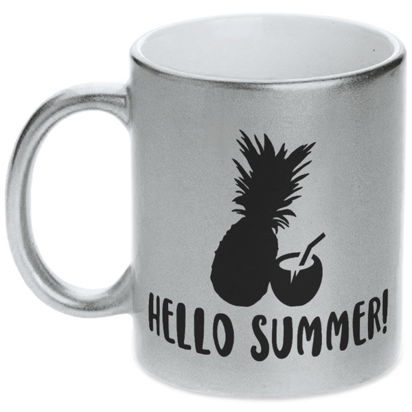 Custom Pineapples and Coconuts Metallic Silver Mug (Personalized)