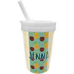 Pineapples and Coconuts Sippy Cup with Straw (Personalized)