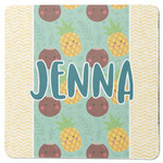 Pineapples and Coconuts Square Rubber Backed Coaster (Personalized)