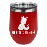 Pineapples and Coconuts Stemless Stainless Steel Wine Tumbler - Red - Double Sided (Personalized)