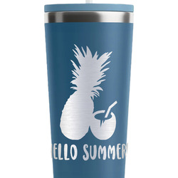 Pineapples and Coconuts RTIC Everyday Tumbler with Straw - 28oz - Steel Blue - Double-Sided (Personalized)