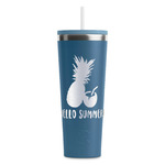 Pineapples and Coconuts RTIC Everyday Tumbler with Straw - 28oz - Steel Blue - Double-Sided (Personalized)