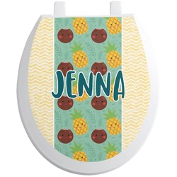 Pineapples and Coconuts Toilet Seat Decal - Round (Personalized)