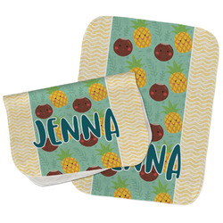 Pineapples and Coconuts Burp Cloths - Fleece - Set of 2 w/ Name or Text