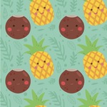 Pineapples and Coconuts Wallpaper & Surface Covering (Peel & Stick 24"x 24" Sample)