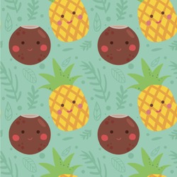 Pineapples and Coconuts Wallpaper & Surface Covering (Water Activated 24"x 24" Sample)