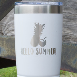 Pineapples and Coconuts 20 oz Stainless Steel Tumbler - White - Double Sided (Personalized)