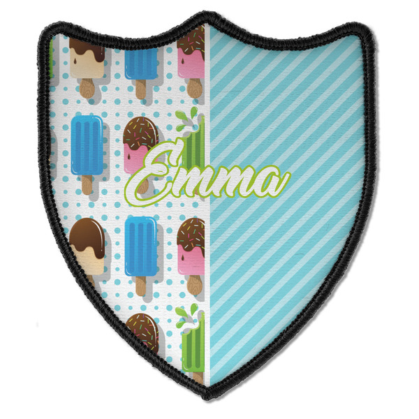 Custom Popsicles and Polka Dots Iron On Shield Patch B w/ Name or Text