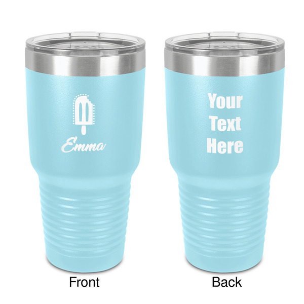 Custom Popsicles and Polka Dots 30 oz Stainless Steel Tumbler - Teal - Double-Sided (Personalized)