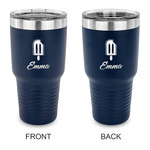 Popsicles and Polka Dots 30 oz Stainless Steel Tumbler - Navy - Double Sided (Personalized)