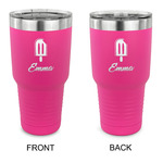 Popsicles and Polka Dots 30 oz Stainless Steel Tumbler - Pink - Double Sided (Personalized)