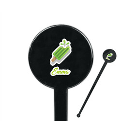 Popsicles and Polka Dots 7" Round Plastic Stir Sticks - Black - Double Sided (Personalized)