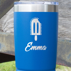 Popsicles and Polka Dots 20 oz Stainless Steel Tumbler - Royal Blue - Double Sided (Personalized)