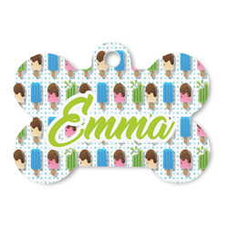 Popsicles and Polka Dots Bone Shaped Dog ID Tag - Large (Personalized)