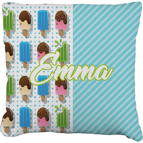 Custom Popsicles and Polka Dots Faux-Linen Throw Pillow 18" (Personalized)