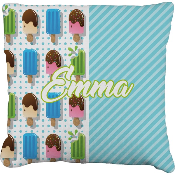 Custom Popsicles and Polka Dots Faux-Linen Throw Pillow 20" (Personalized)