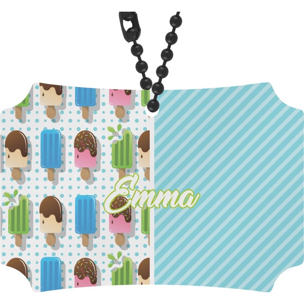 Custom Popsicles and Polka Dots Rear View Mirror Ornament (Personalized)