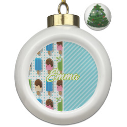 Popsicles and Polka Dots Ceramic Ball Ornament - Christmas Tree (Personalized)