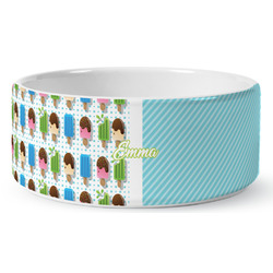 Popsicles and Polka Dots Ceramic Dog Bowl - Large (Personalized)