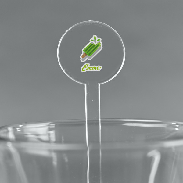 Custom Popsicles and Polka Dots 7" Round Plastic Stir Sticks - Clear (Personalized)