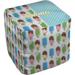Popsicles and Polka Dots Cube Pouf Ottoman - 13" (Personalized)