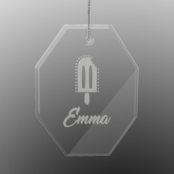 Popsicles and Polka Dots Engraved Glass Ornament - Octagon (Personalized)