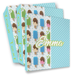 Popsicles and Polka Dots 3 Ring Binder - Full Wrap (Personalized)