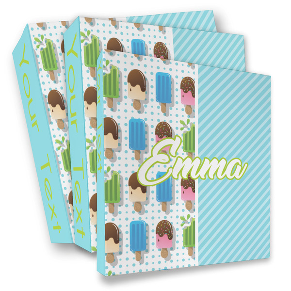 Custom Popsicles and Polka Dots 3 Ring Binder - Full Wrap (Personalized)