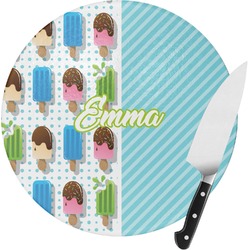 Popsicles and Polka Dots Round Glass Cutting Board - Medium (Personalized)