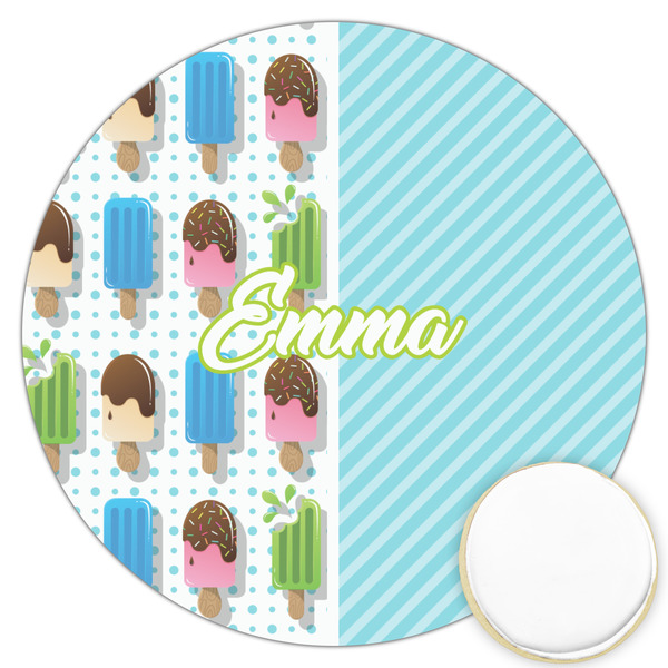 Custom Popsicles and Polka Dots Printed Cookie Topper - 3.25" (Personalized)