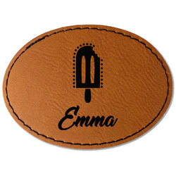 Popsicles and Polka Dots Faux Leather Iron On Patch - Oval (Personalized)